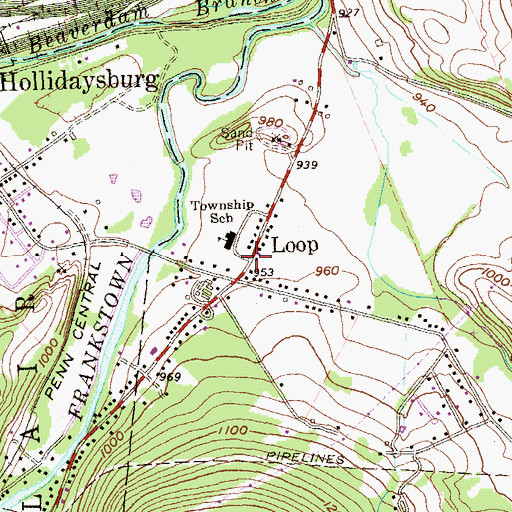 Topographic Map of Loop, PA