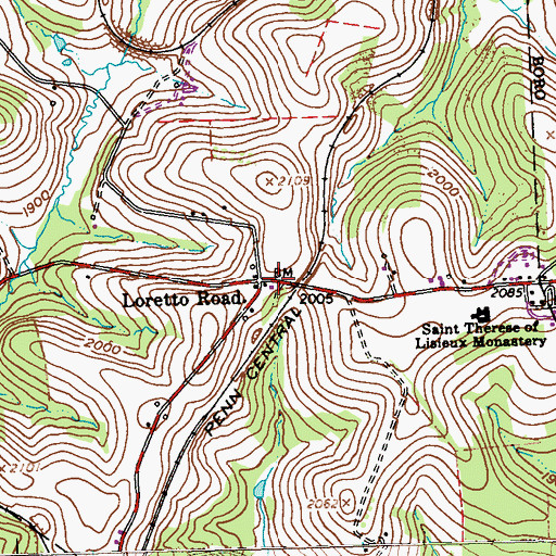 Topographic Map of Loretto Road, PA