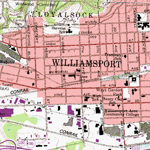 Topographic Map of Lose School, PA