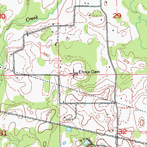 Topographic Map of Ennix Cemetery, AL