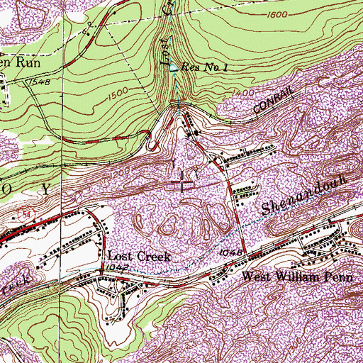 Topographic Map of Lost Creek, PA