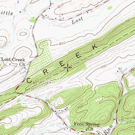 Topographic Map of Lost Creek Ridge, PA