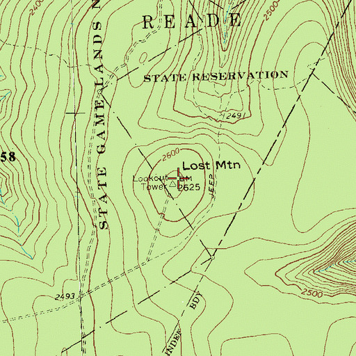 Topographic Map of Lost Mountain, PA