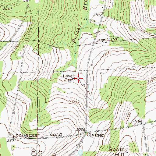 Topographic Map of Lovel Cemetery, PA