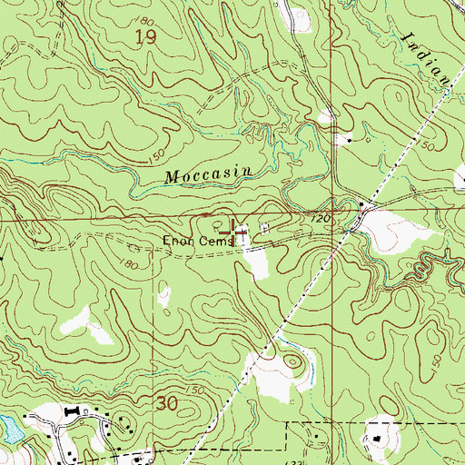 Topographic Map of Enon Cemetery, AL