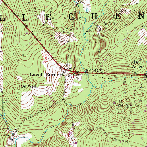Topographic Map of Lovell Corners, PA