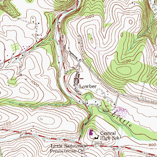 Topographic Map of Lowber, PA