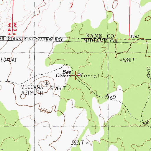 Topographic Map of Bee Cistern, AZ