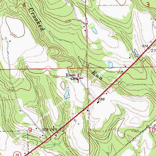 Topographic Map of Enon Primitive Baptist Church, AL