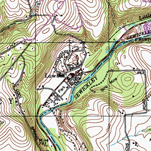 Topographic Map of Lowber, PA