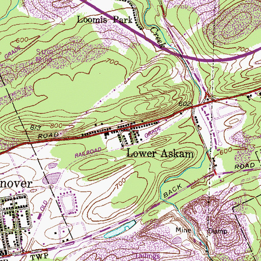 Topographic Map of Lower Askam, PA