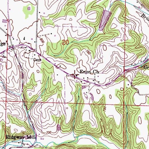 Topographic Map of Enon Church, AL
