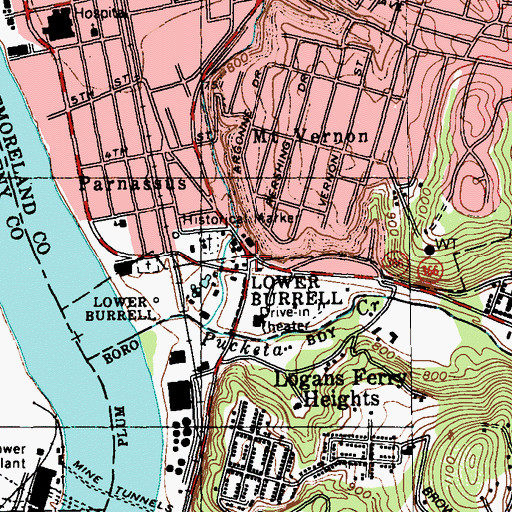 Topographic Map of Lower Burrell, PA