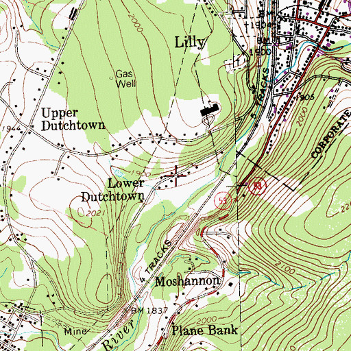 Topographic Map of Lower Dutchtown, PA