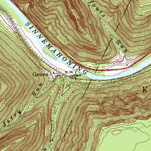 Topographic Map of Lower Jerry Run, PA