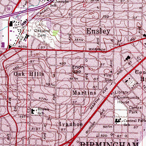 Topographic Map of Enon Gap, AL