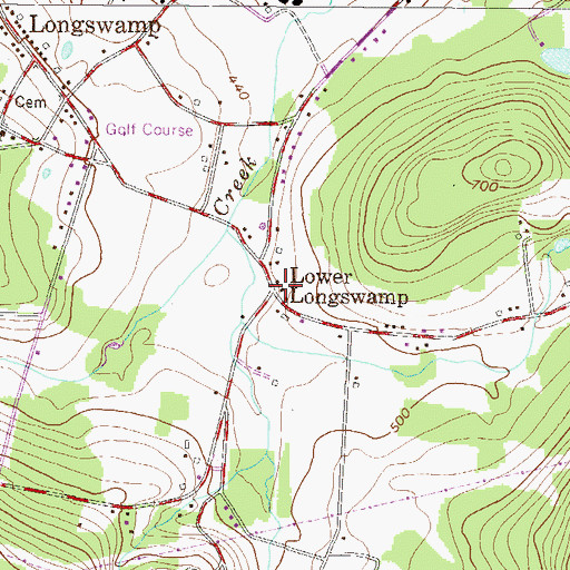 Topographic Map of Lower Longswamp, PA