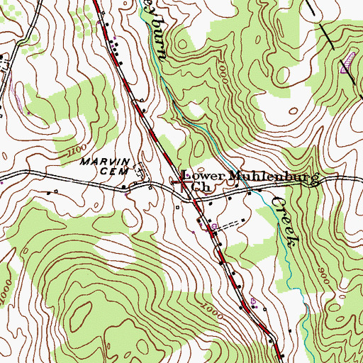 Topographic Map of Lower Muhlenburg Church, PA