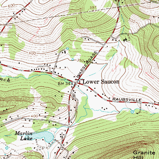 Topographic Map of Lower Saucon, PA