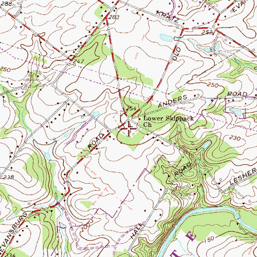 Topographic Map of Lower Skippack Church, PA