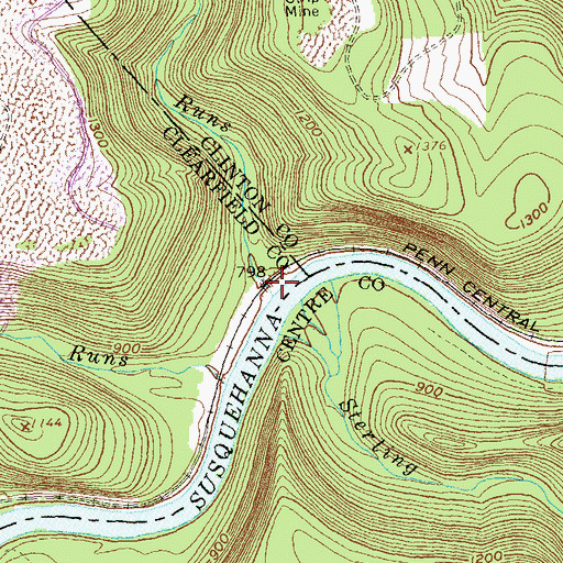 Topographic Map of Lower Three Runs, PA