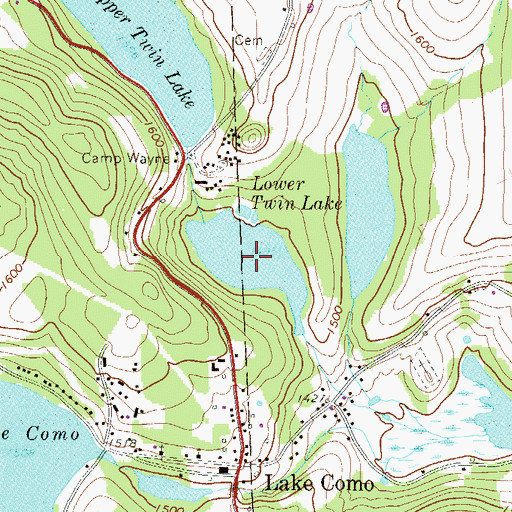 Topographic Map of Lower Twin Lake, PA