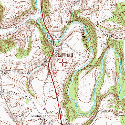 Topographic Map of Lowhill, PA