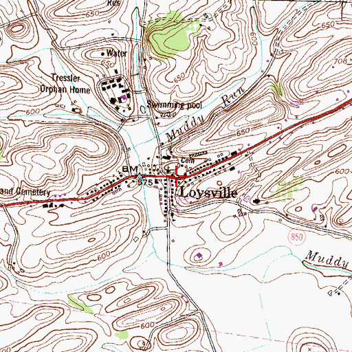 Topographic Map of Loysville, PA