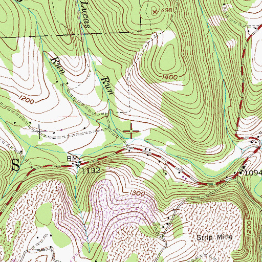 Topographic Map of Lucas Run, PA