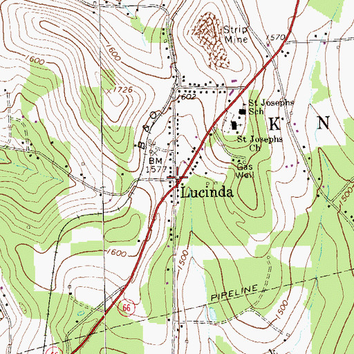 Topographic Map of Lucinda, PA