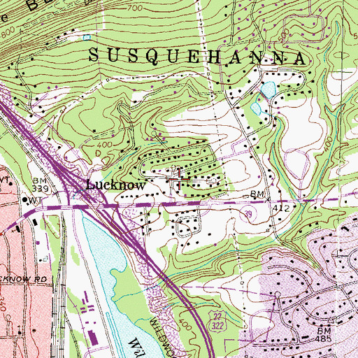 Topographic Map of Lucknow, PA