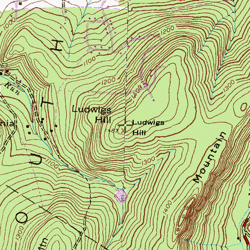 Topographic Map of Ludwigs Hill, PA