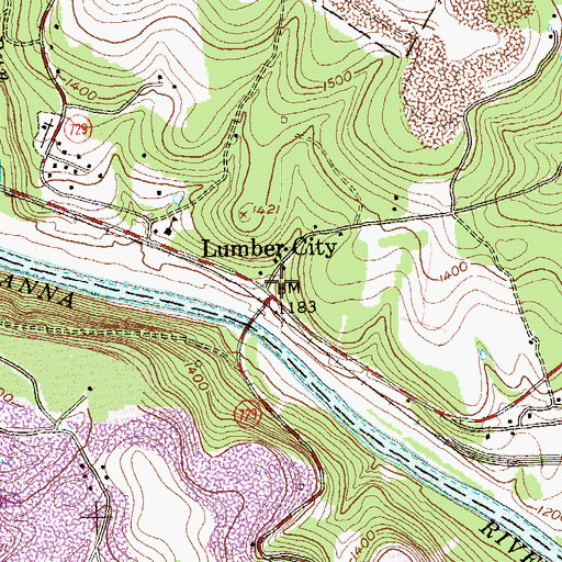 Topographic Map of Lumber City, PA