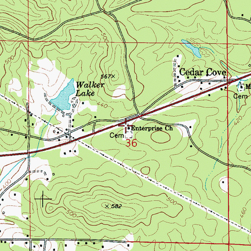 Topographic Map of Enterprise Baptist Church, AL
