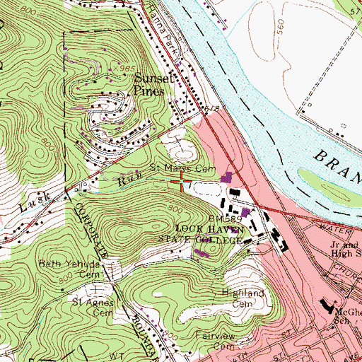 Topographic Map of Lusk Run, PA