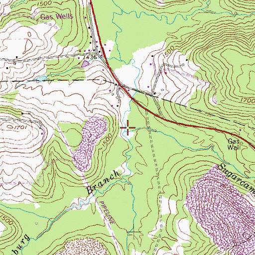 Topographic Map of Luthersburg Branch, PA