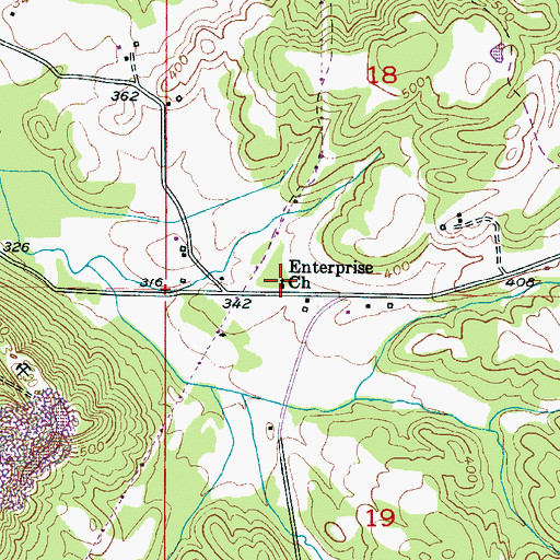 Topographic Map of Enterprise Church, AL
