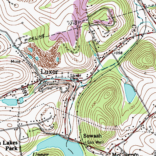 Topographic Map of Luxor Church, PA