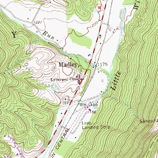 Topographic Map of Lybarger Church, PA