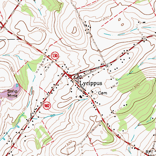 Topographic Map of Lycippus, PA