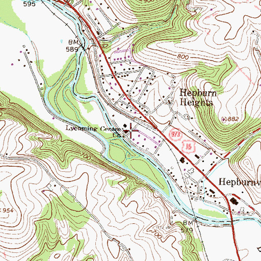 Topographic Map of Lycoming Centre Church, PA