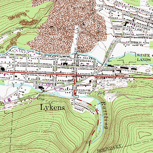 Topographic Map of Lykens, PA