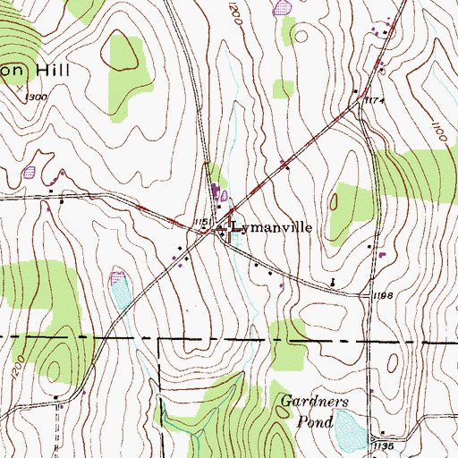 Topographic Map of Lymanville, PA