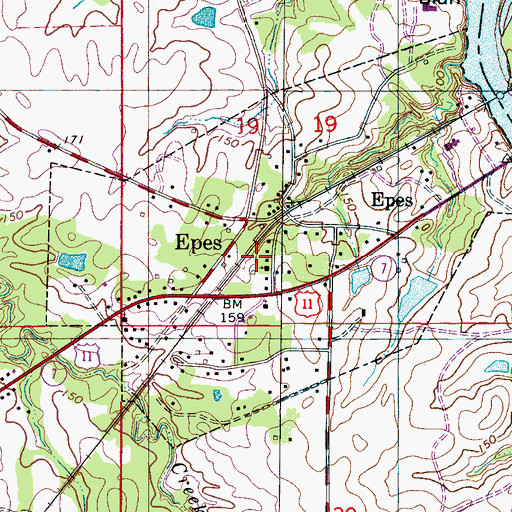 Topographic Map of Epes, AL