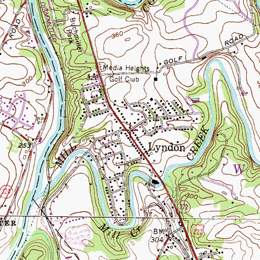 Topographic Map of Lyndon, PA