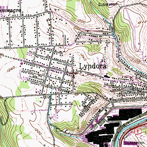 Topographic Map of Lyndora, PA