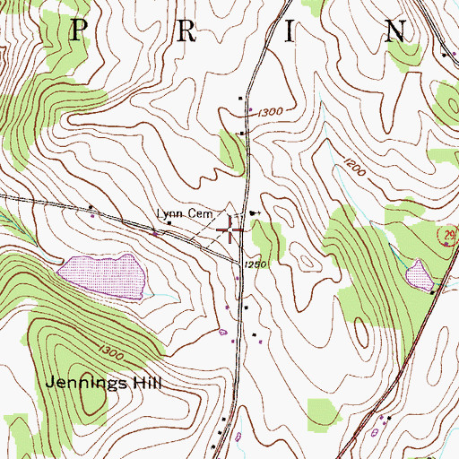 Topographic Map of Lynn Cemetery, PA