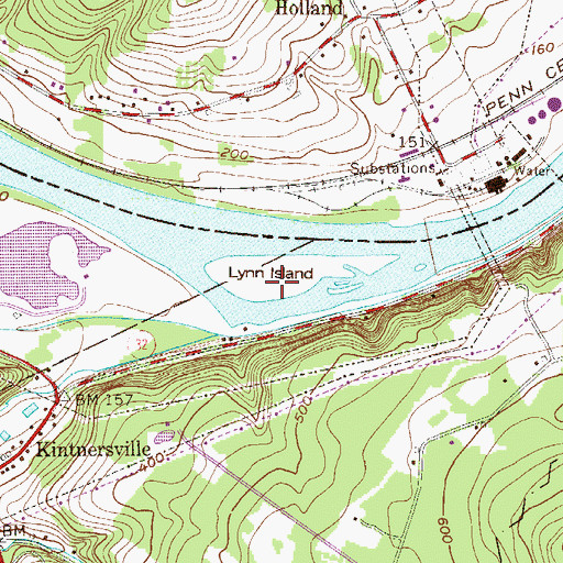Topographic Map of Lynn Island, PA
