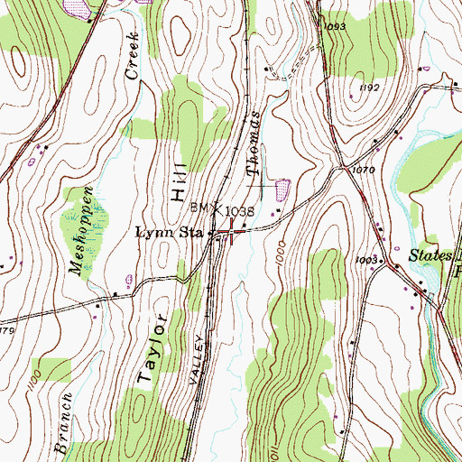 Topographic Map of Lynn Station, PA