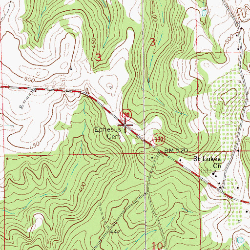 Topographic Map of Ephesus Cemetery, AL